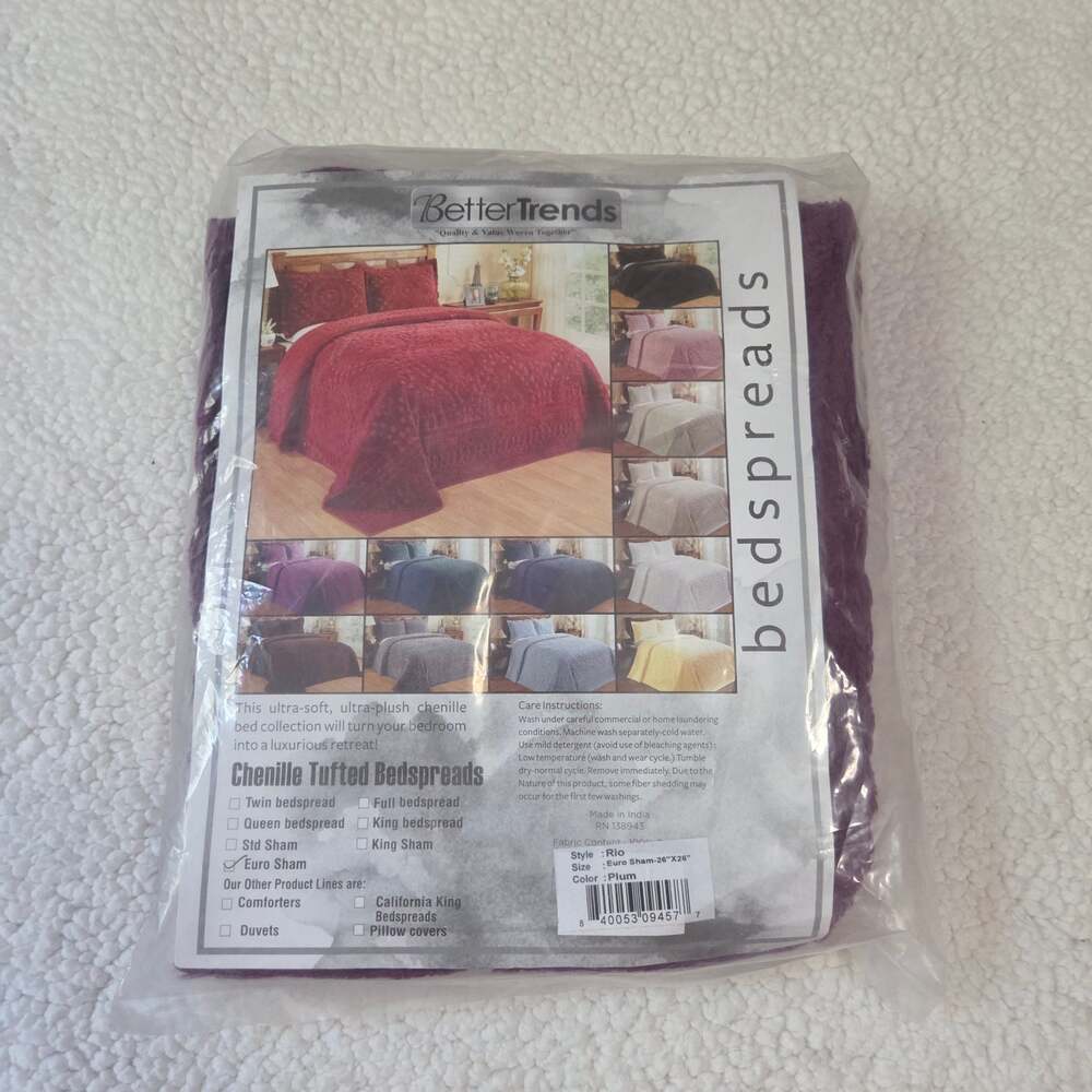Better Trends Euro Sham Pillow Case Textured Plum Rio Collection
